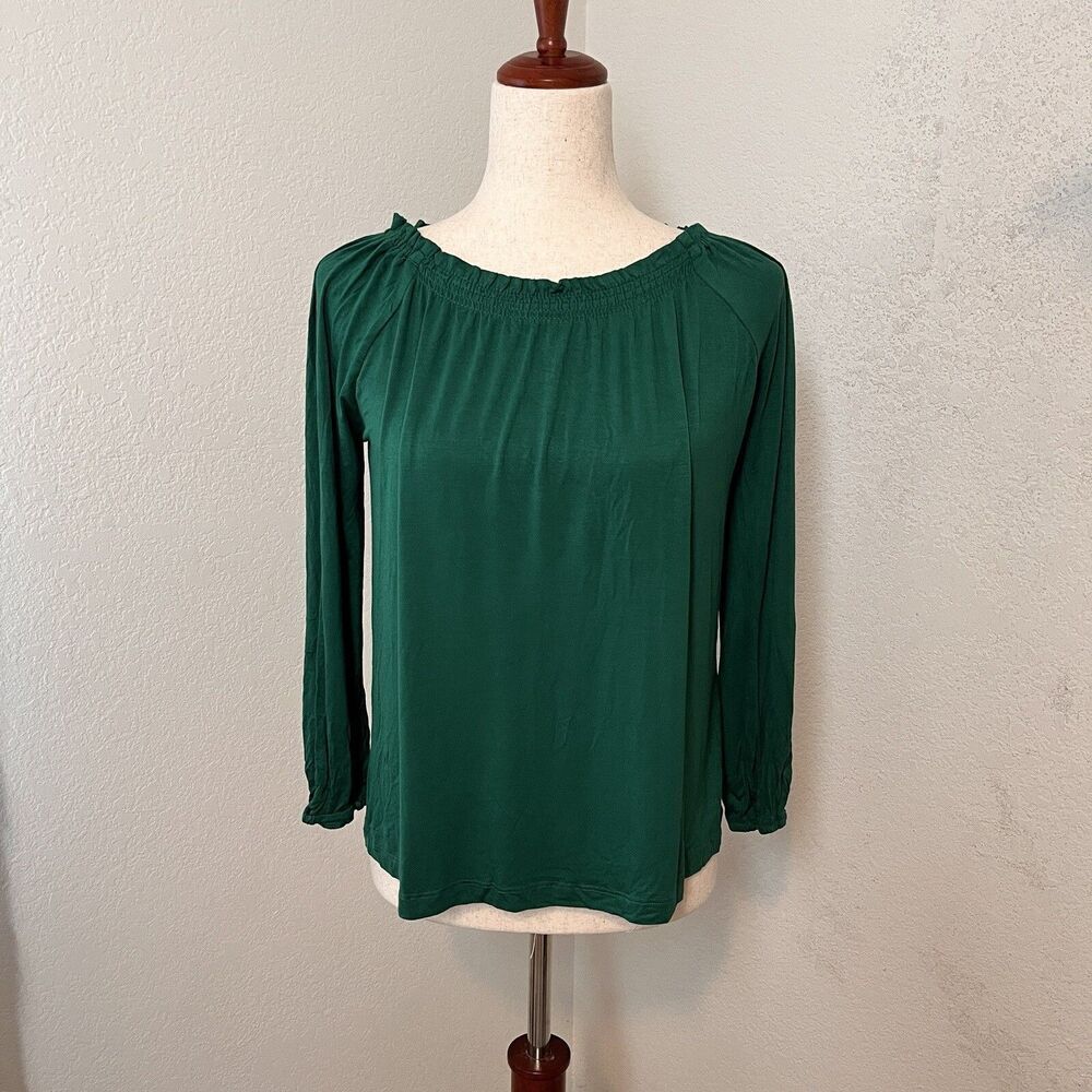NWT Violets & Roses Green Women PXS Jersey Knit Long Sleeve Top Stretch